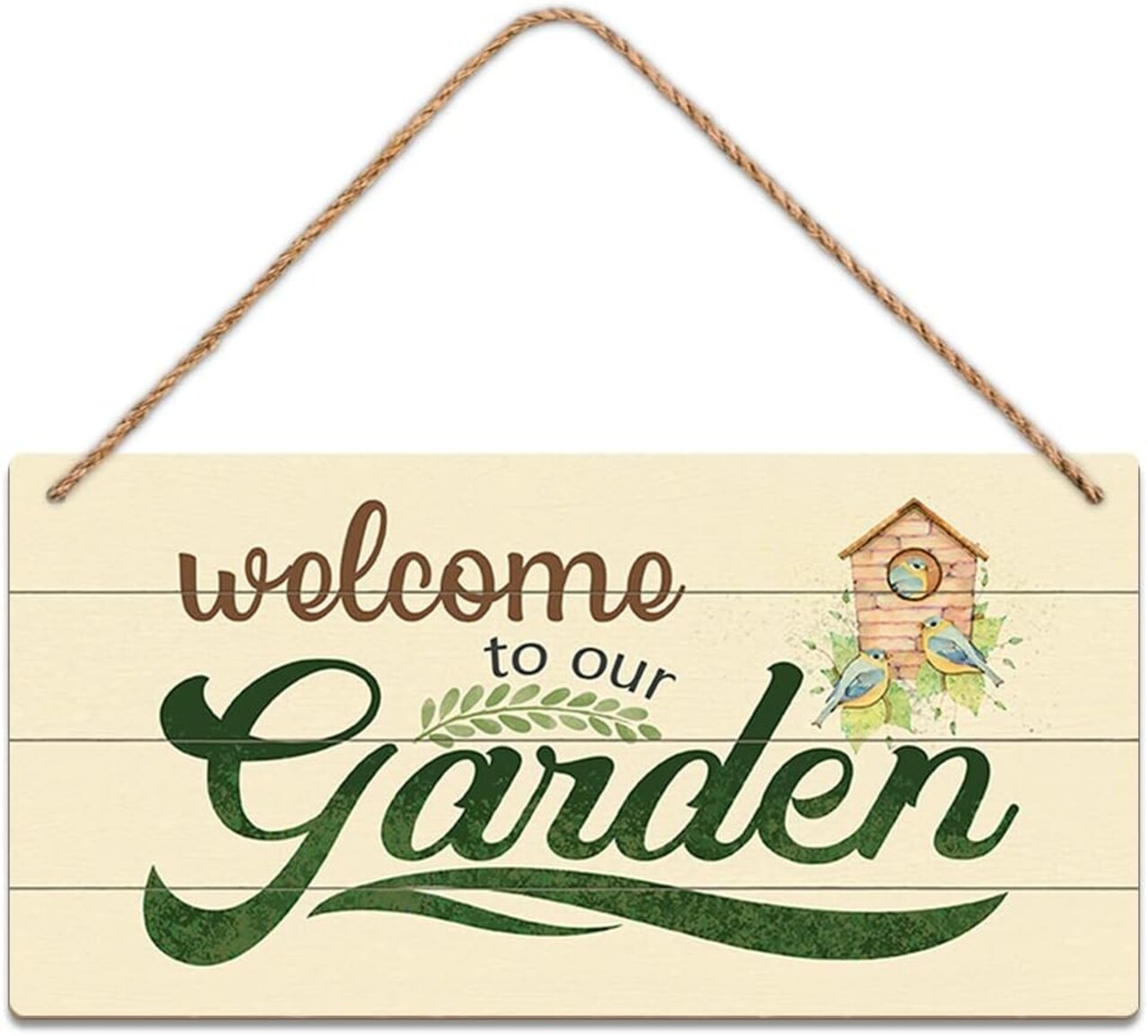 Welcome to Our Garden” Wooden Hanging Sign 5x10” – Funny Outdoor Farmhouse Decor